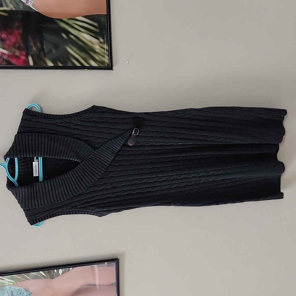 Women's Calvin Klein Black Sleeveless Sweater Dress Size Large